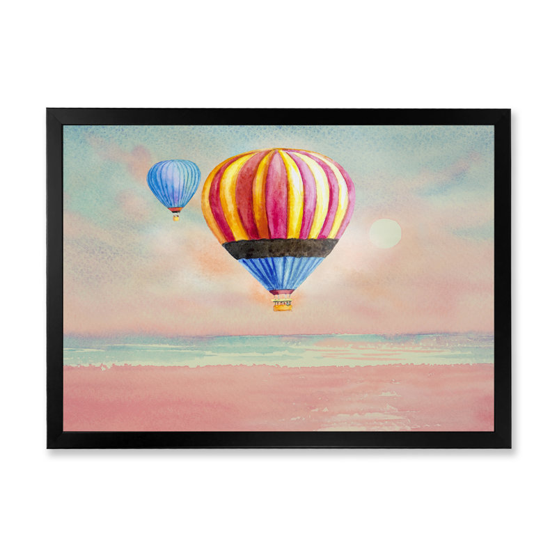 «Cute Ballon Landscape», reproduction sur toile flottante, Cadre noir, H 8 po x l 12 po x P 1 po