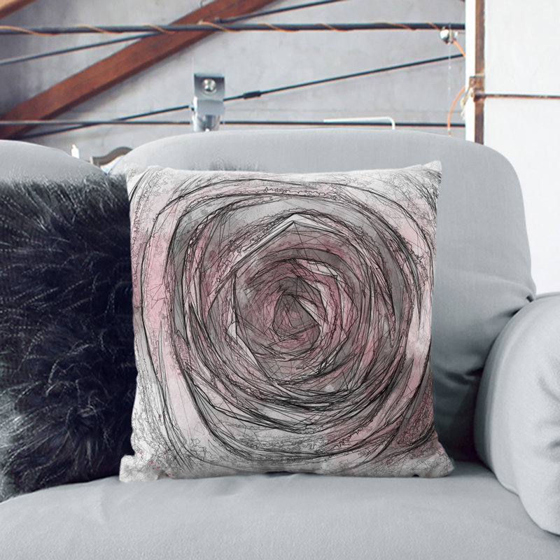 Pink Rose Flower Vol.2 Scatter Cushion, 40cm H x 40cm W x 15cm D, White