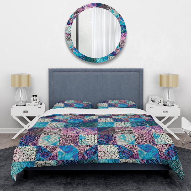 Multicolore patchwork ethnique - ensemble de housse de couette abstrait - microfibre de polyester