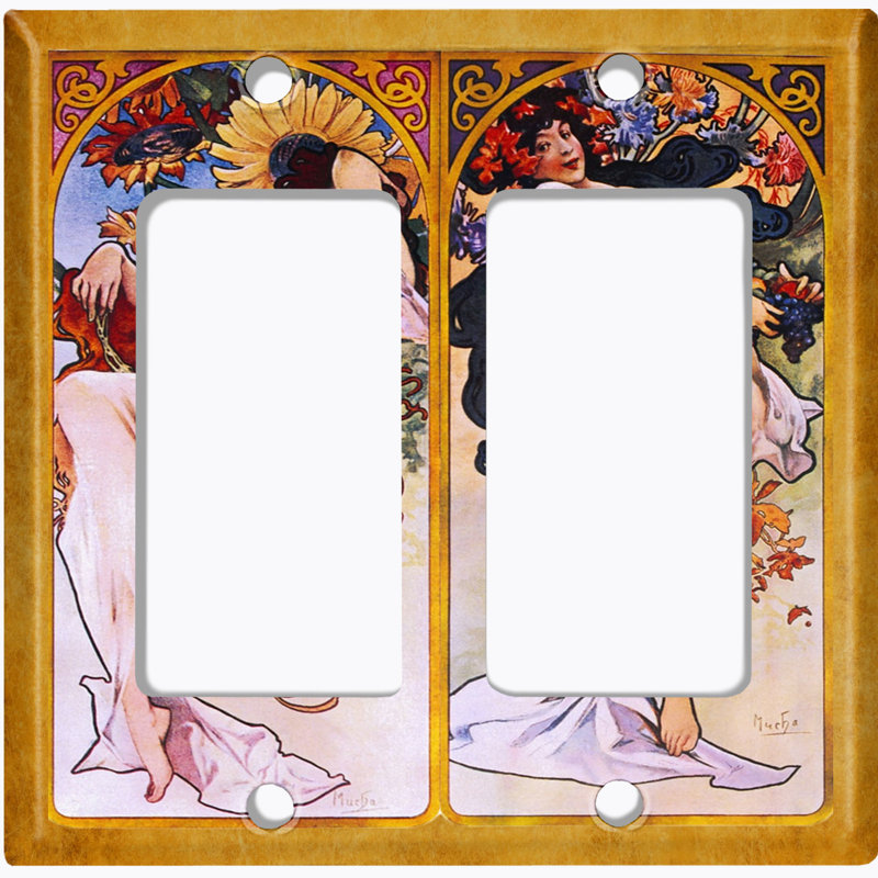 Magnifique plaque murale à 2 interrupteurs à bascule Art Nouveau Angel Girl