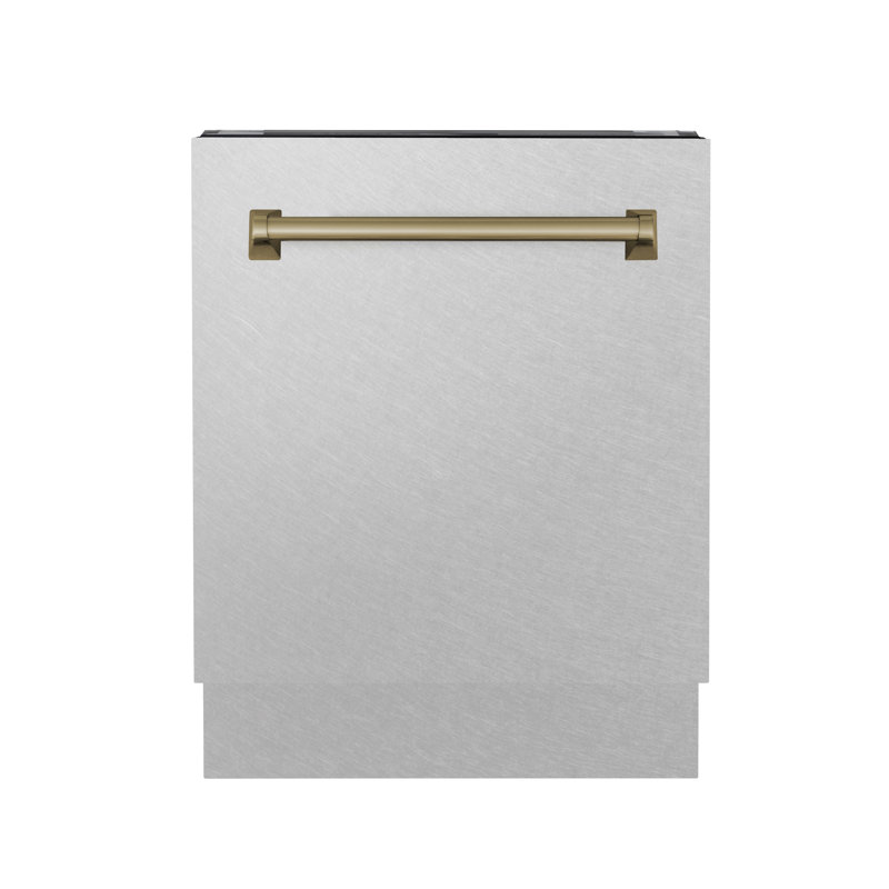 ZLINE Autograph Edition 24 in. Tallac Series 3rd Rack Top Control Built-In Tall Tub Dishwasher with Satin Stainless Steel Panel and Handle, 51dBa