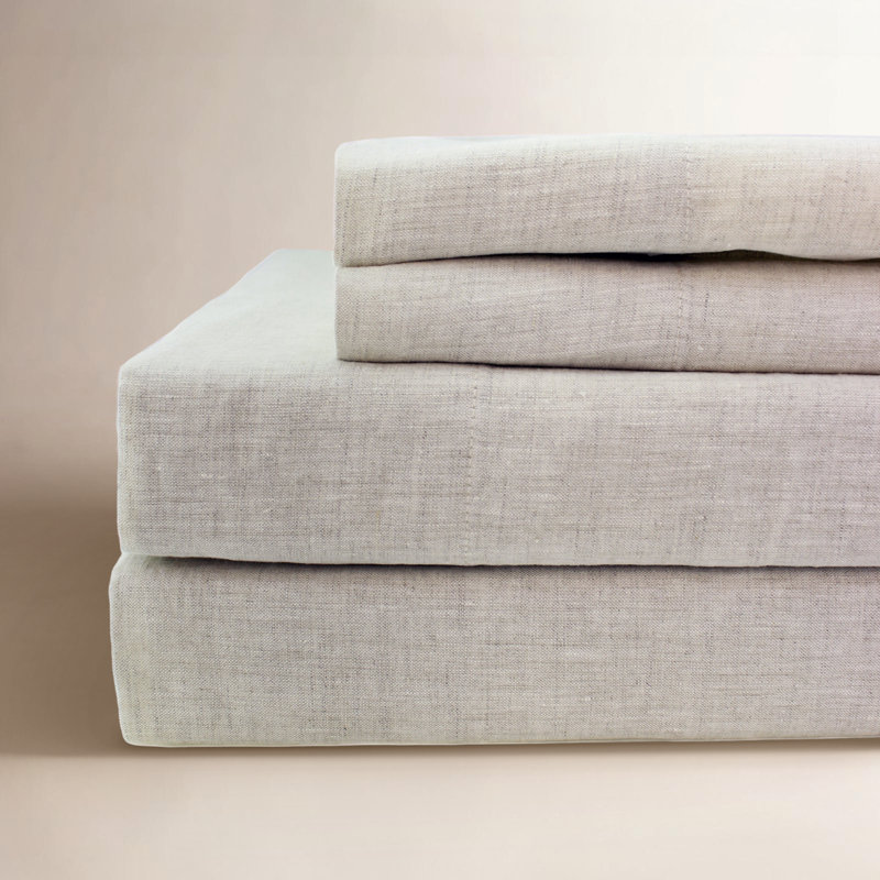 Mayer Avia Linen Sheet Set, Queen Sheet Set with 2 Pillowcases, Natural