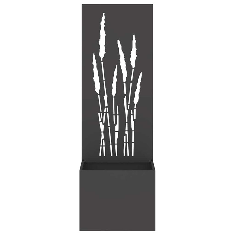 Garden Planter With Decorative Panel, 140cm H x 50cm W x 50cm D, Black