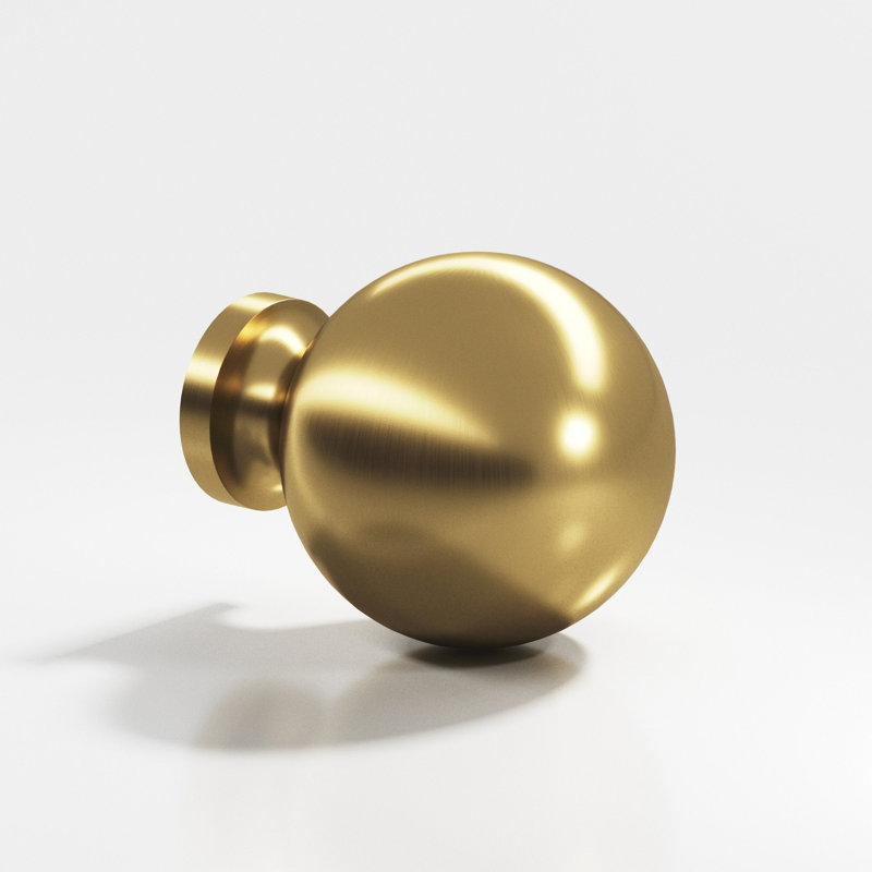 Round Cabinet Knob, Satin Brass, 1"