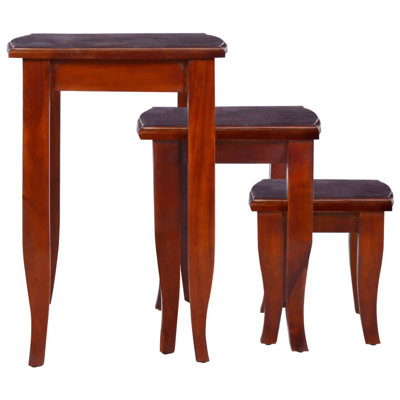 Rosalind Wheeler Stackable Side Tables 3 Pcs Solid Wood Mahogany