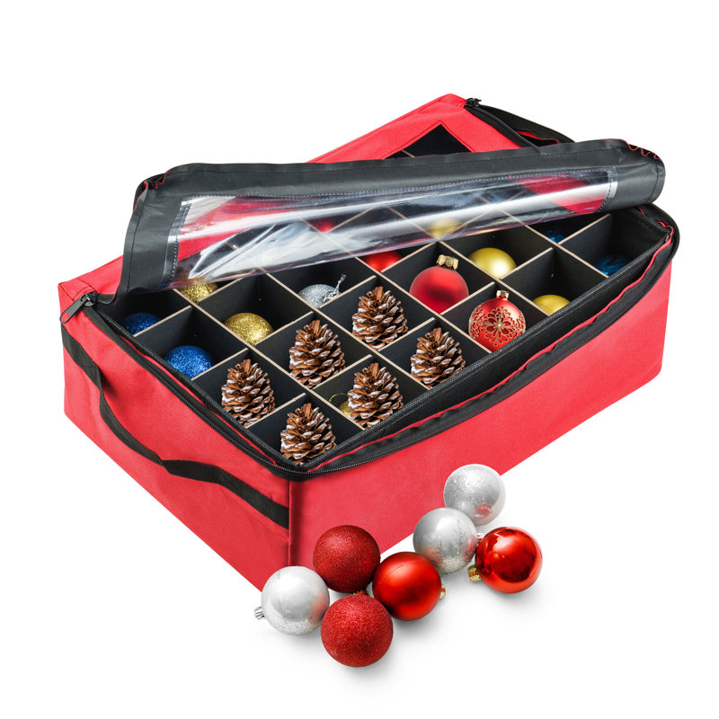 Tiny Tim Totes Ornament Storage Box, Red, Red