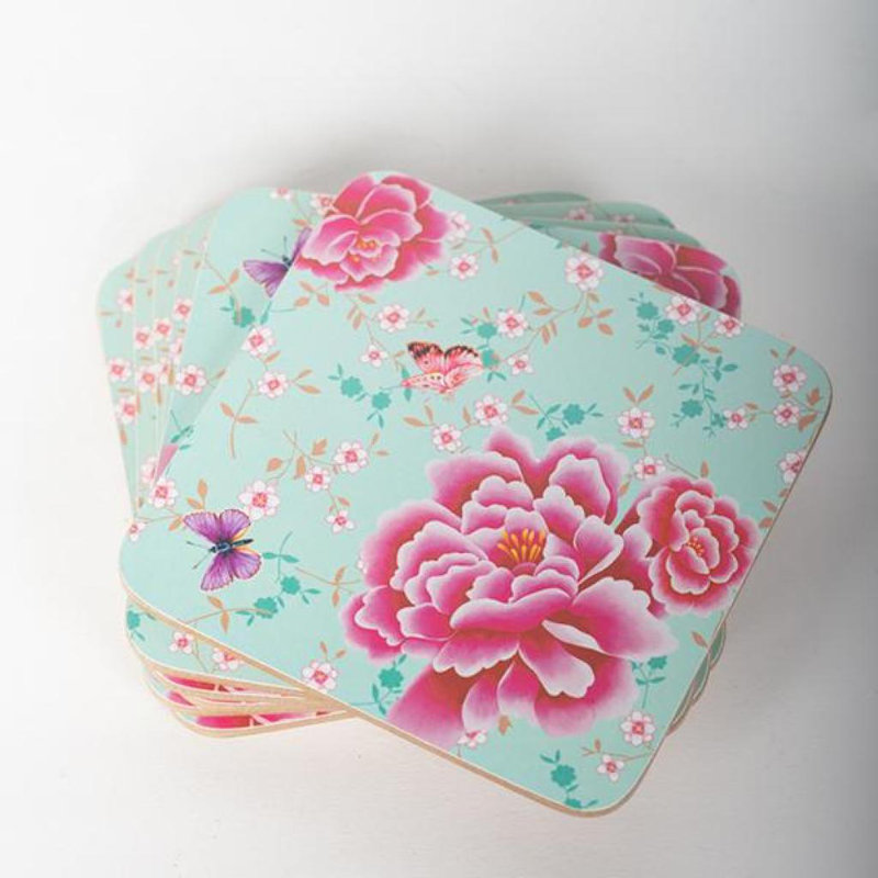 Sous-verres, pivoines, ensemble de 6