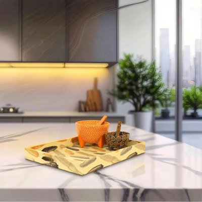 Plateau de service rectangulaire beige 16 po