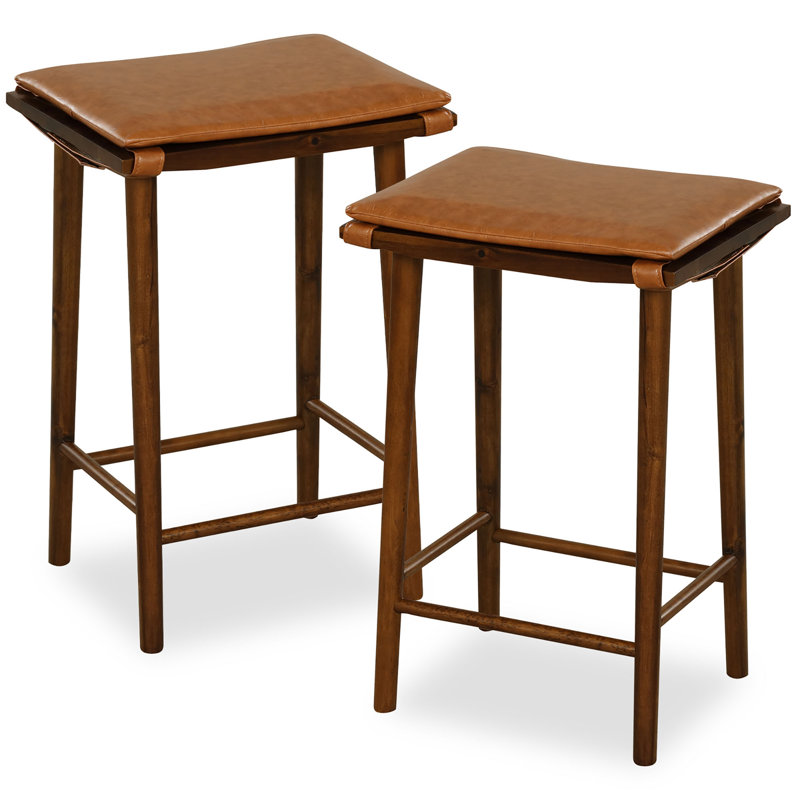 Nathin Upholstered Counter Stool with Solid Wood Frame, 4