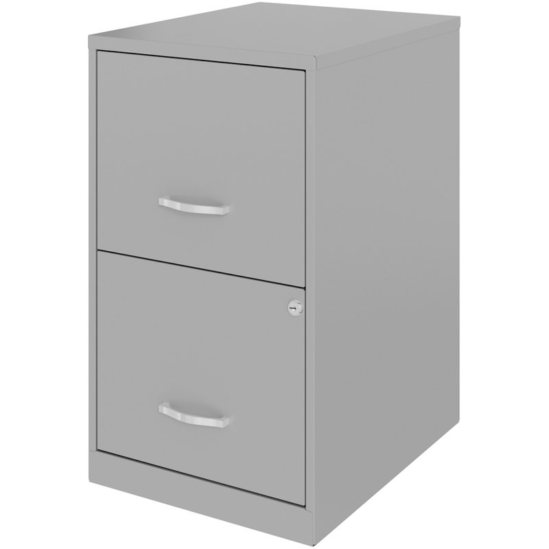 Silver 18" Vertical 2-Drawer Lockable File Cabinet
