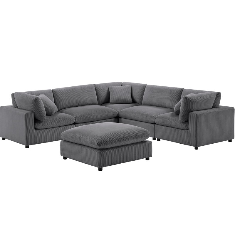 Canapé modulaire 6 pièces - gris anthracite, Charcoal Polyester