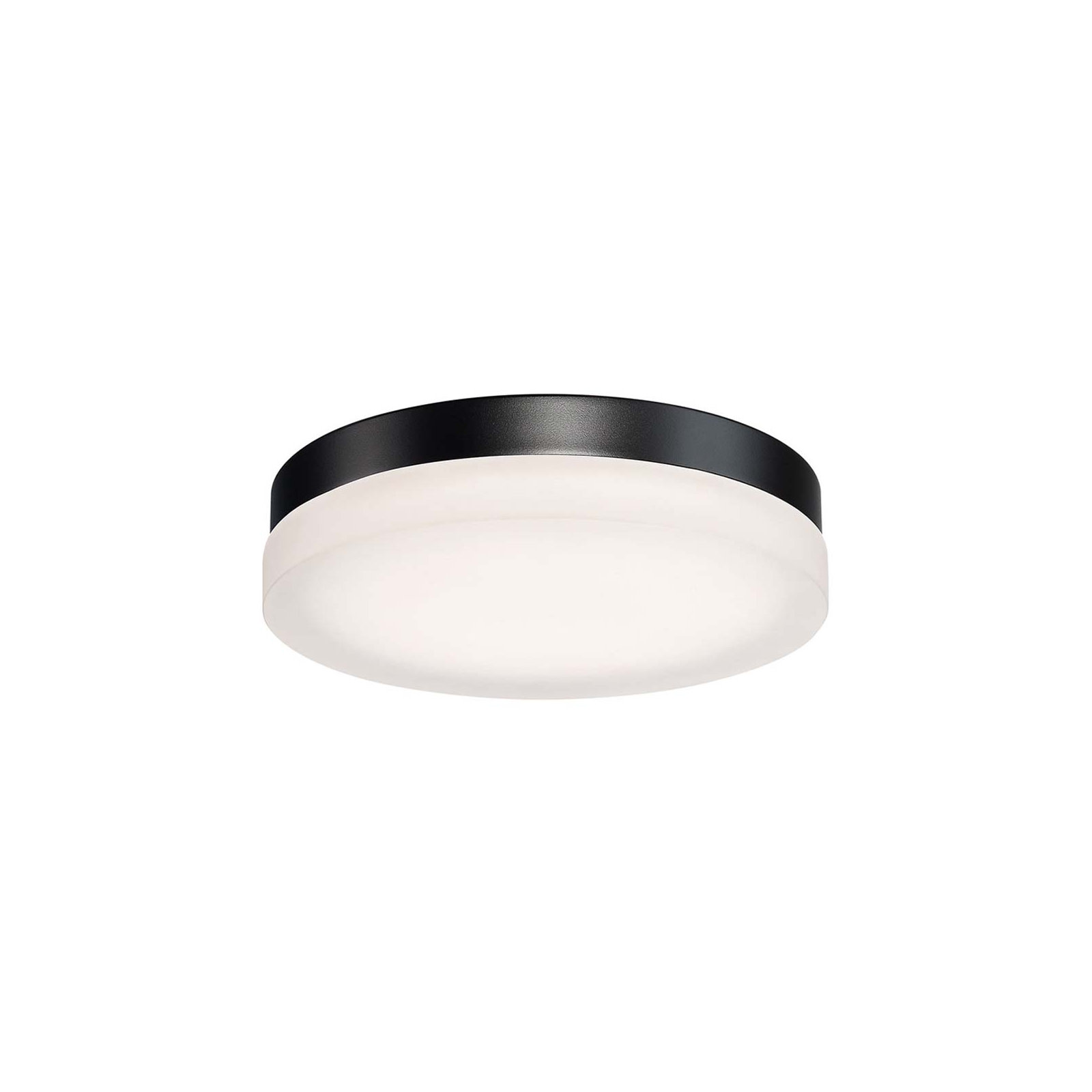 Single Light Glass LED Flush Mount, Black, 2.5" H x 11" W x 11" D, 3000K