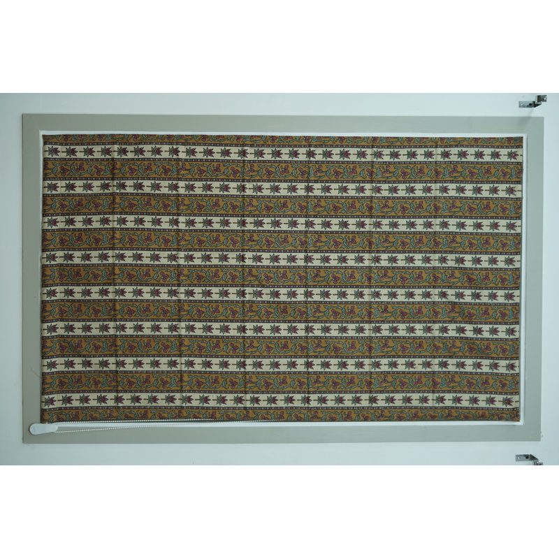 Rideaux romains faits à la main - imprimés traditionnels, beauté intemporelle, bordure Lakshmi, rouge, L 46 po x L 63 po