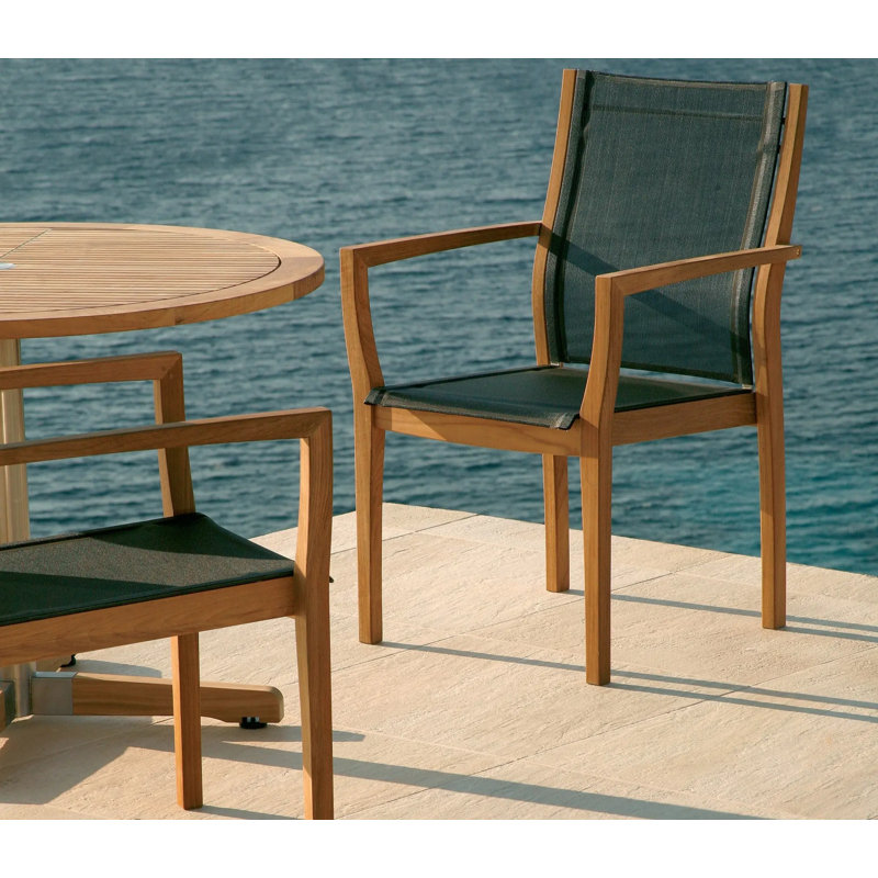 Horizon Outdoor Teak Dining Armchair, Pearl