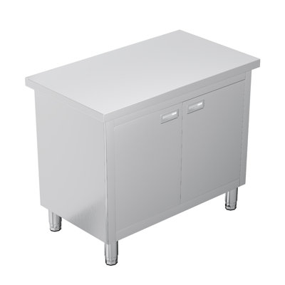 36" W Stainless Steel Work Table with Double Door Cabinet