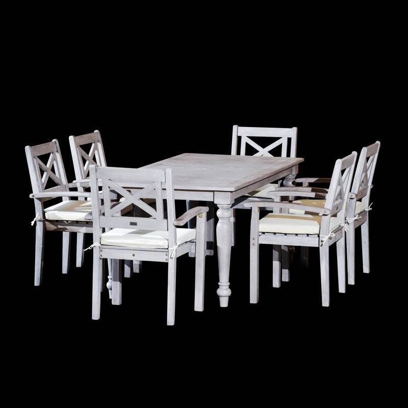 Ensemble de salle à manger 7 pièces rectangulaire avec table et chaises, 6