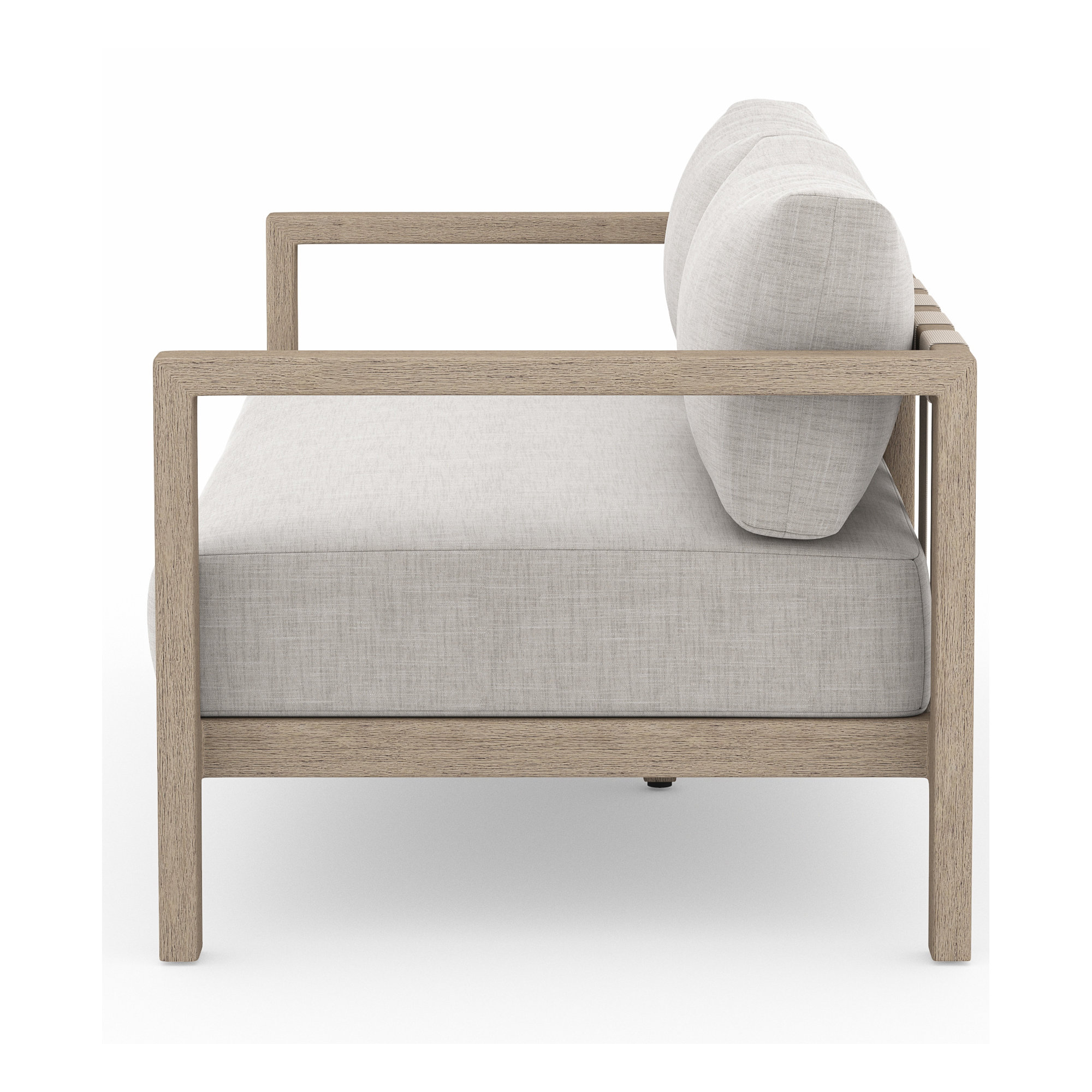 Cavani 59.75'' Wide Teak Loveseat with Cushions, Stone Gray, Washed Brown