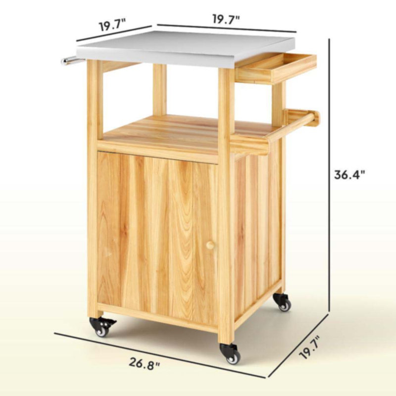 Îlot de cuisine en bois, chariot de barbecue extérieur