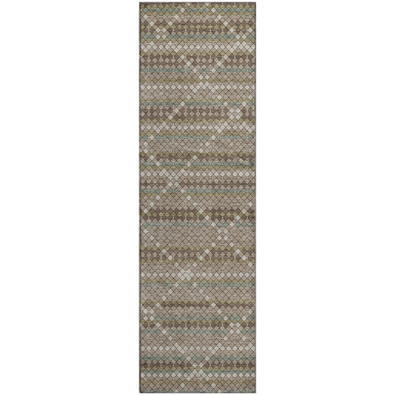 Premium Machine Washable Elize AMF1436 Lattice Rug, Runner 2'3" x 7'6"
