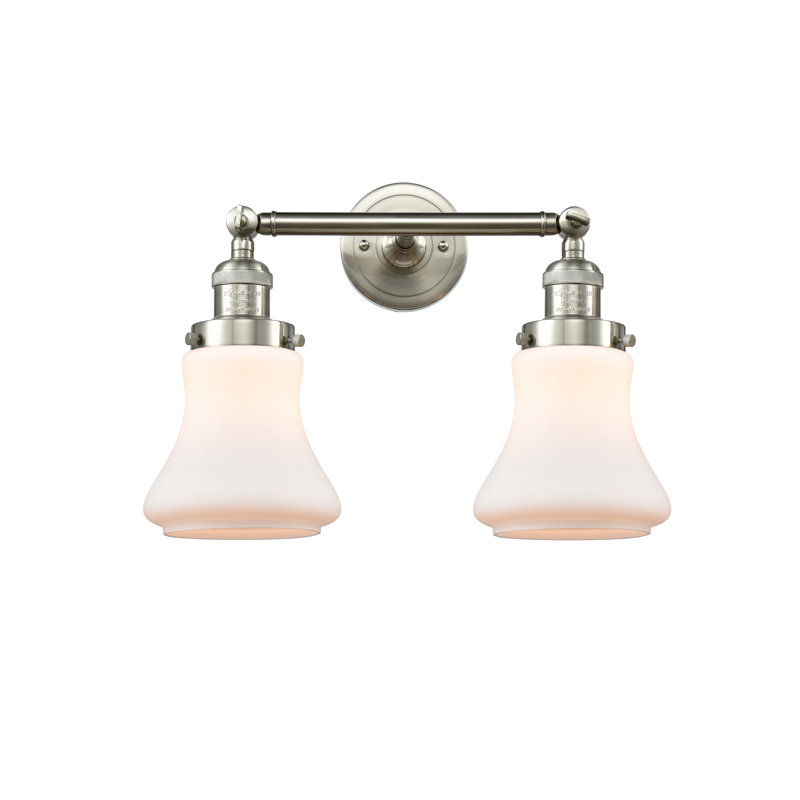Edda 2 - Light Dimmable Vanity Light, 6 Watt Vinage LED Bulb, Brushed Satin Nickel, Matte White