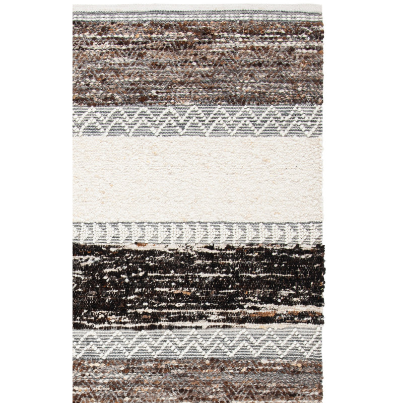Pante Macassar Southwestern Hand-Woven Cotton/Wool Brown/Ivory/Black Area Rug, Rectangle 9' x 12'