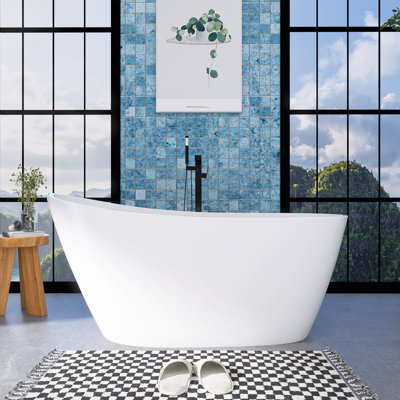 59'' x 29.13'' Freestanding Soaking Acrylic Bathtub