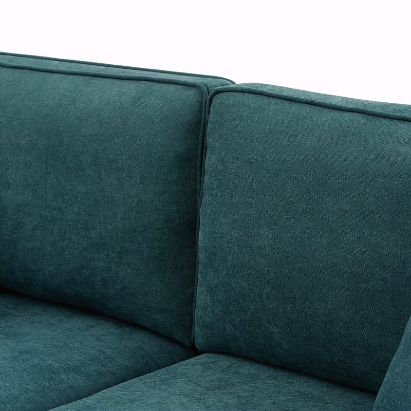 Canapé moderne en chenille vert avec causeuse modulaire, durable et confortable pour le salon et l’appartement