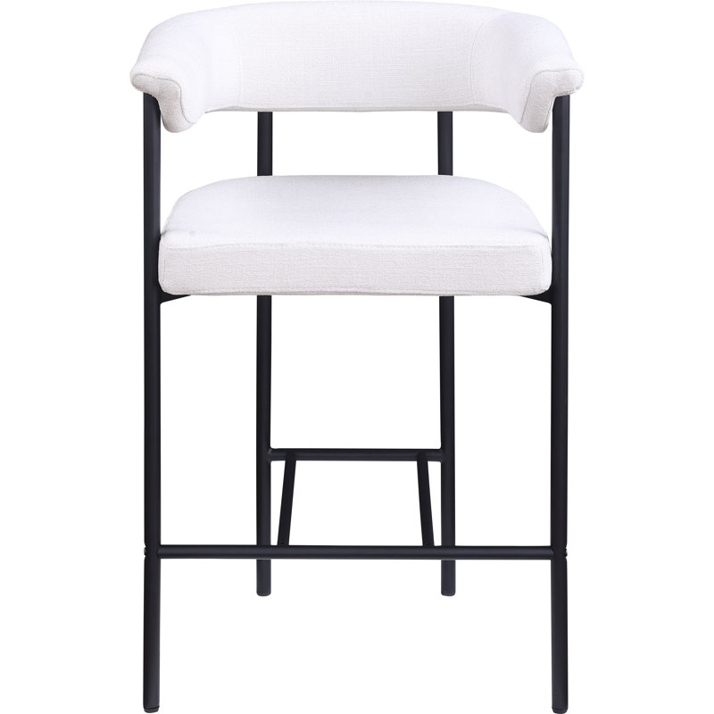 Tabouret de comptoir Malin, Tissu crème texturé en lin