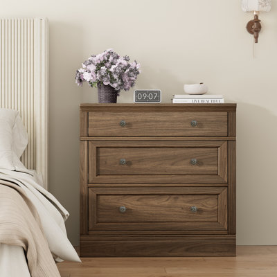 Retro Elegant Oversized 3-drawer Nightstand