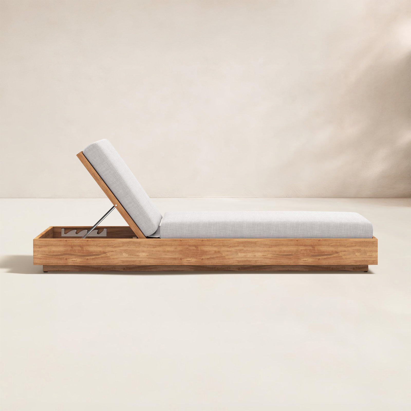Arvad 27.5'' Outdoor Teak Chaise Lounge, Stone Gray