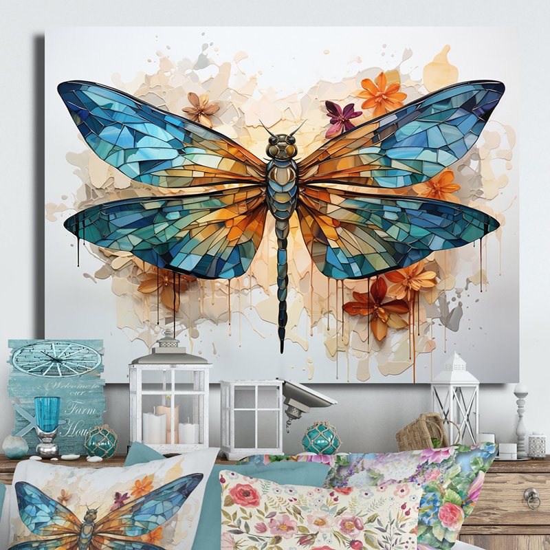 Libellule bleu sarcelle vol éthéré I - impression sur métal, H 12 po x l 20 po