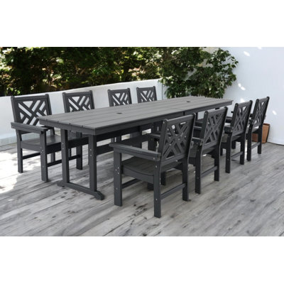 10-piece All-weather Hdpe Patio Dining Set For 8 With Umbrella Hole