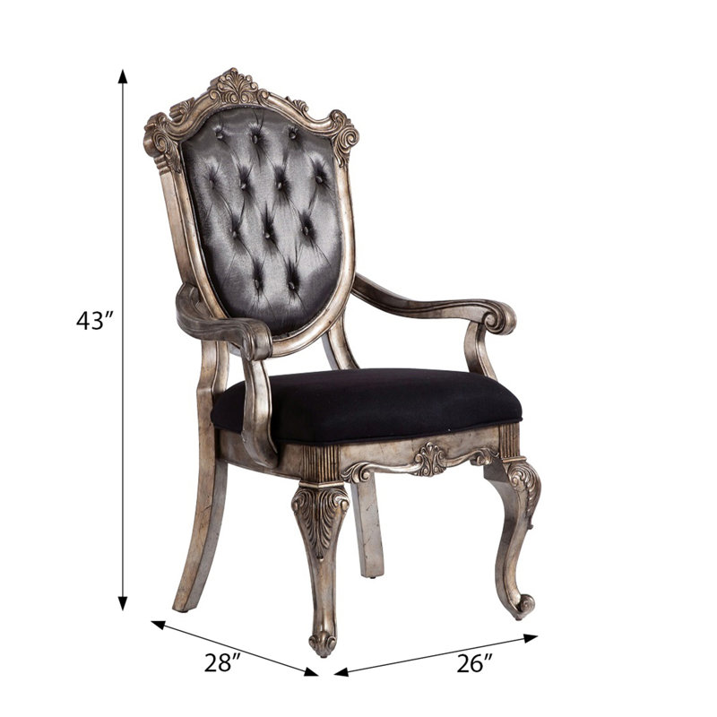 Chaise avec accoudoirs touffetée platine antique (ensemble de 2)