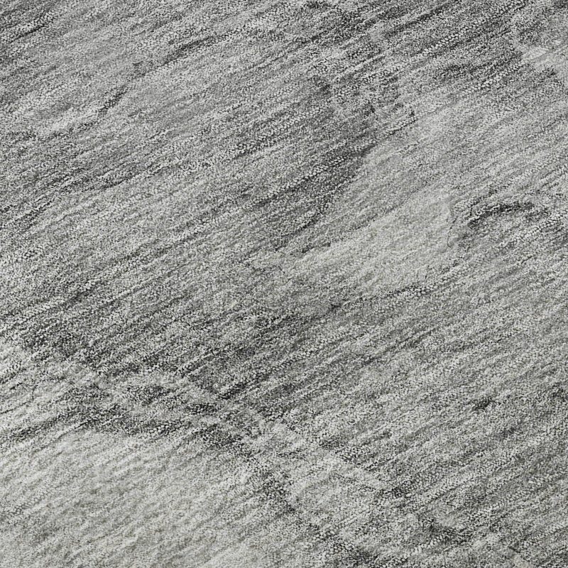 Tapis gris Prisco lavable à la machine de qualité supérieure, Rectangle 10 pi x 14 pi