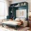 Grand lit escamotable mural avec canapé et tablettes, beige-2128710726