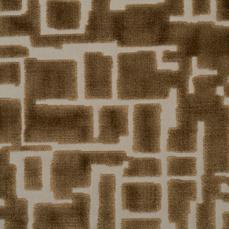 Maze Cut Velvet Upholstery Fabric, Latte