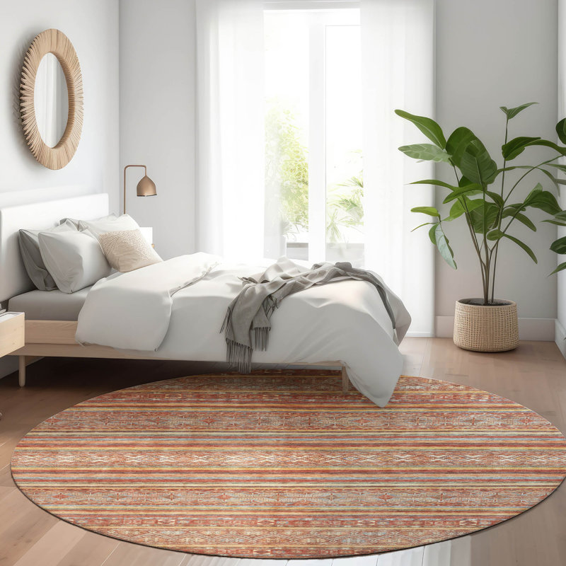 Tapis paprika intérieur / extérieur lavable à la machine Claudian ACN1644, Rond 8 pi