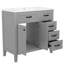 Meuble-lavabo de 36 po avec lavabo en céramique, armoire grise, structure en bois massif, fabrication et grands tiroirs pour les pièces de rangement,-469585400