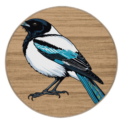 Washable Eurasian Magpie Birds Area Rug