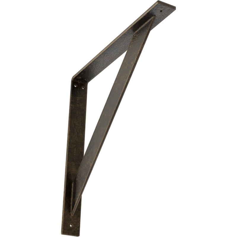 Support traditionnel en acier, H 18 po x l 2 po x P 18 po, Or pâle antique