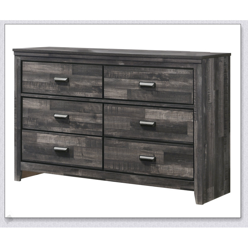 Mobilier de chambre rustique contemporain en bois à cinq tiroirs avec rangement brun, parfait pour un décor moderne et traditionnel.