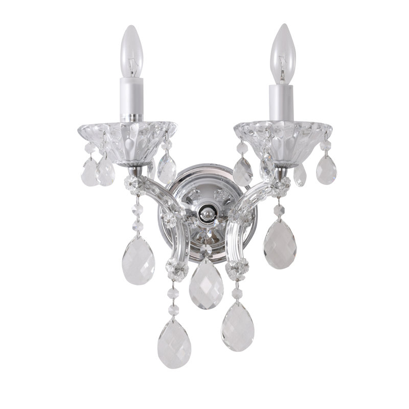 Senaida Transitional 2 Light Crystal Wall Sconce , Clear