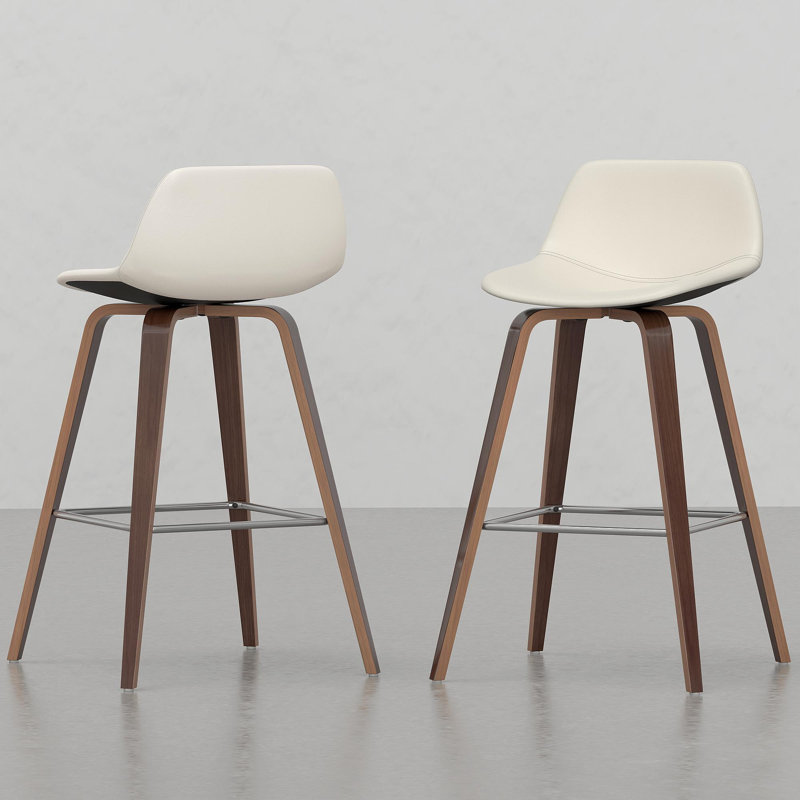 Tabouret à hauteur de comptoir / bar Harvard (ensemble de 2), Noyer, Blanc