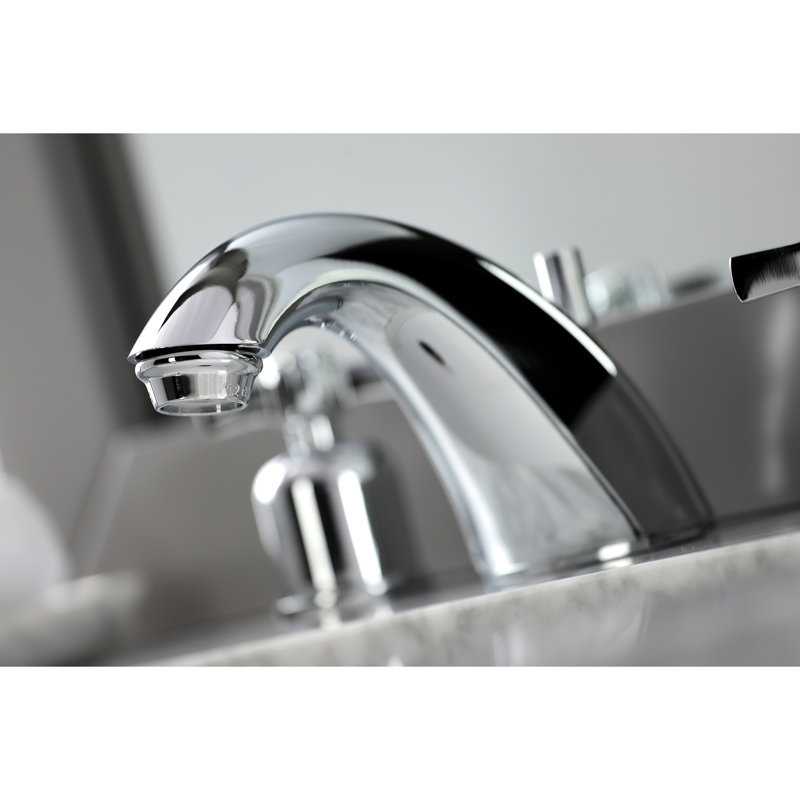 Kingston Brass Millennium Two-Handle 3-Hole Deck Mount Widespread Bathroom Faucet with Retail Pop-Up Drain, Polished Chrome