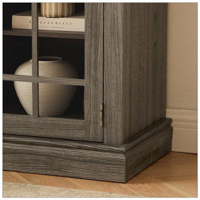 Meuble télé 70 po avec rangement à 2 portes et console média en faux pierre pour grand salon