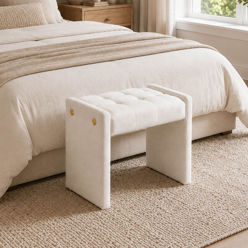Tabouret de meuble-lavabo capitonné 18,9 po l 18,9 po