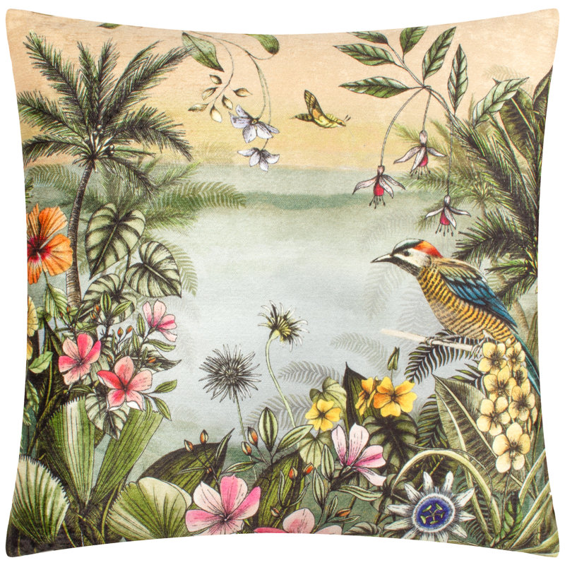 Leilani Cushion Cover Floral Green Square Cushion Cover
