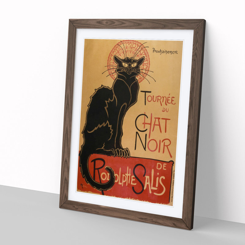 Tournee du Chat Noir Cat Vol.1 by Theophile Steinlen - Picture Frame Graphic Art on MDF, Walnut, 48cm H x 36cm W x 2cm D