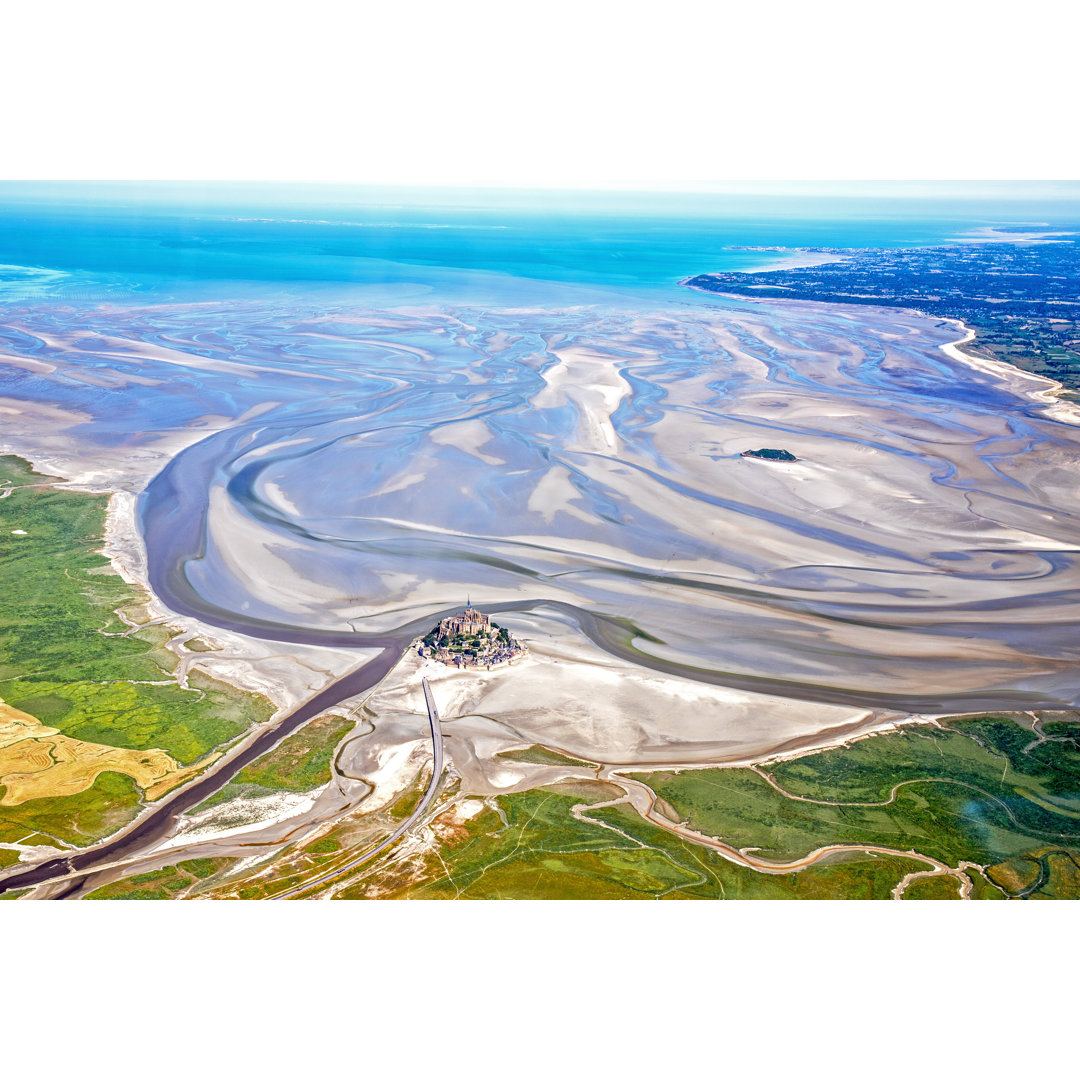 Leinwandbild Mont Saint Michel Bucht vom Flugzeug aus