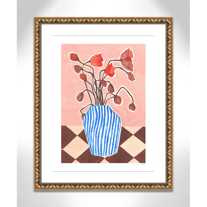 Poppies Print par Violets Print House, Imprimé mat, Perles de feuilles dorées, L 24,5 po x H 30,5 po